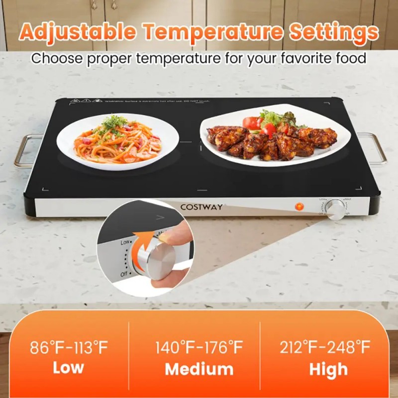 Electric Food Warmer with Adjustable Temperature Control and Overheat Protection