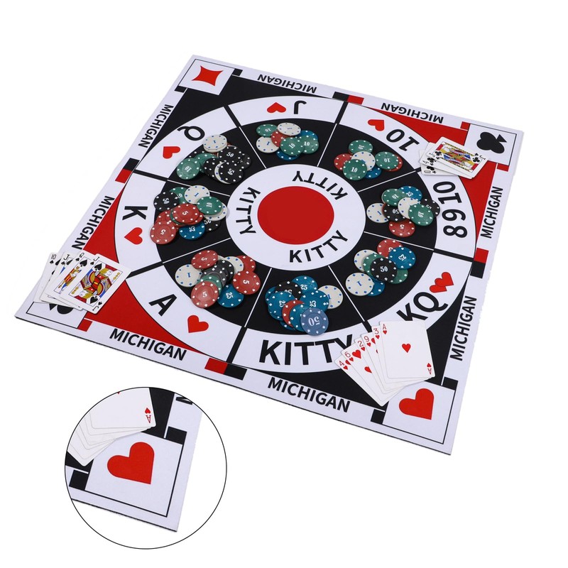 Medikaison Michigan Rummy Board Game Set Tripoley Game Felt Mat