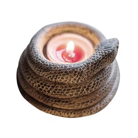 123Arts Resin Candlestick Relief Coiled Snake Candle Holder Ornament