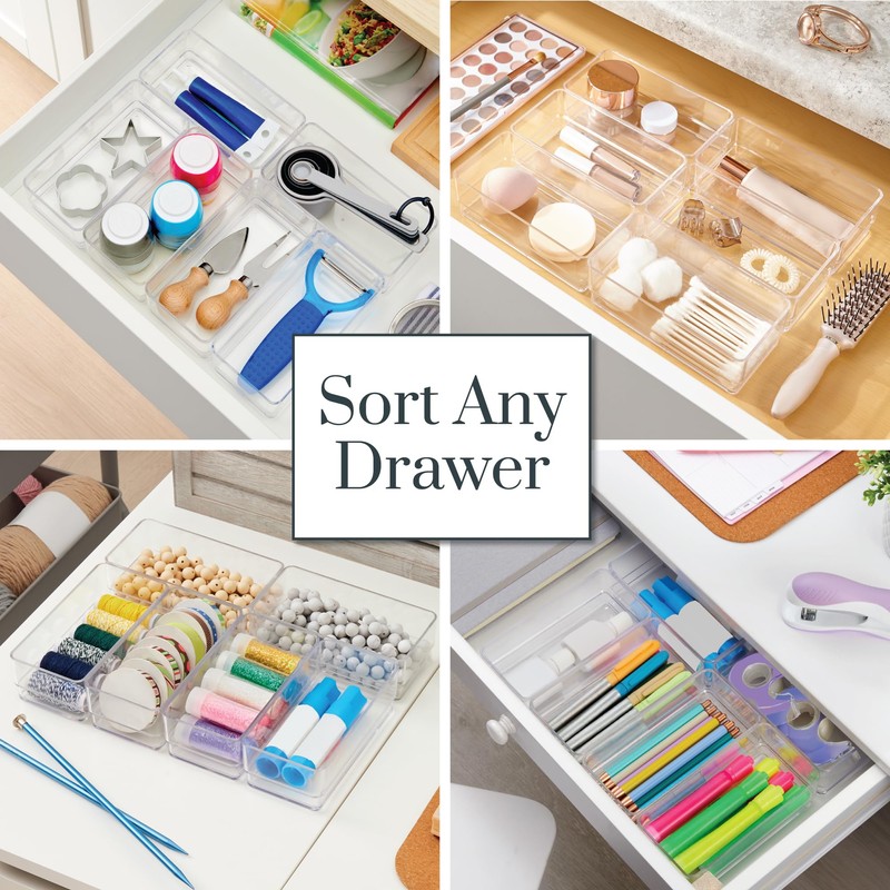 STORi SimpleSort 6-Piece Stackable Clear Drawer Organizer Set | 6"