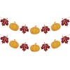 SerpizePaty Thanksgiving Banner, Pre-Strung Fall Maple Leaves Banner With Pumpkin,