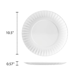 TP 10.5 inch Melamine Dinner Plates Set of 6, Lightweight Serving Round Salad Plate for 6, Dessert Dishes for Indoors and Outdoors, White