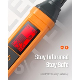 PT205 Natural Gas Detector with Audible & Visual Alarm, Gas Leak Detector with%LEL Value of Methane, Butane, Propane for Home, RV (Includes Batteryx2)-Orange