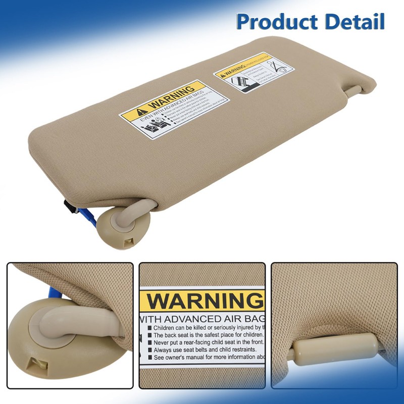 Silscvtt Beige Sun Visor Driver Side with Mirror and Light
