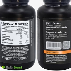 Citrato De Magnesio Puro | 180 Cápsulas | Ideal Para Uso Diario | Dura 30 Días | Marca Momosie| Ingredientes Naturales