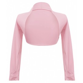 SEAUR Girls' Ballet Cardigan Long Sleeves Shoulder Jacket Stylish Shrug Bolero Cardigan Kids Dance Open Front Cardigan, pink