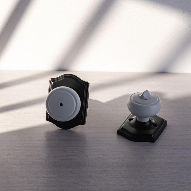 White & Black Door Knobs for Privacy, Coastal Knob with