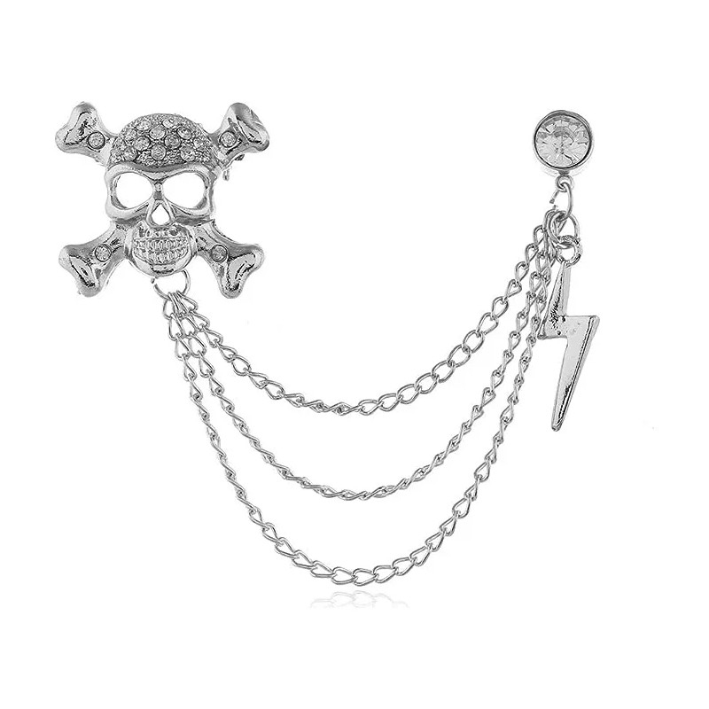 Broche Alfiler Calaveras Con Cadenita Vintage