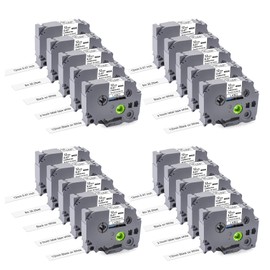 Womiten P Touch Label Tape 12mm 0.47 White Replace for Brother Laminated Tape for Indoor/Outdoor Use, TZe-231 Label Maker Refills for PTD220 PTD210 PTH110, Black on White, Water Resistant, 20 Pack