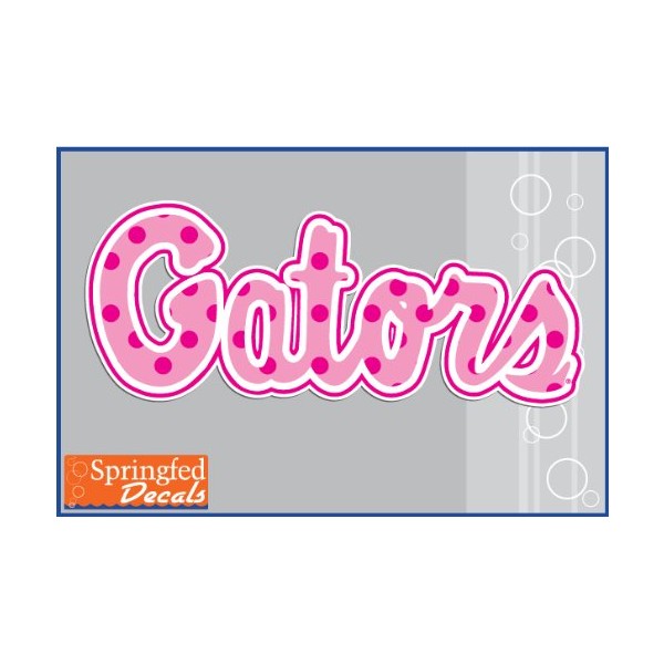 Florida Gators Pink Polka Dot GATORS SCRIPT 12" Vinyl Decal Car Truck Window UF Baseball Sticker