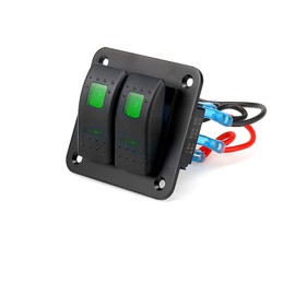 WANGCL Aluminum- 12v/24v Control Panel 2 Position ON/OFF Toggle Switch Waterproof Rocker Switch Panel with Green LED Light for Car RV Caravans Trailers Boat