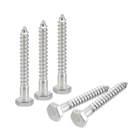 sourcing map Hex Head Lag Screws Bolts, 30pcs 1/4" x 2" 304 Stainless Steel Partial Thread Wood Screws