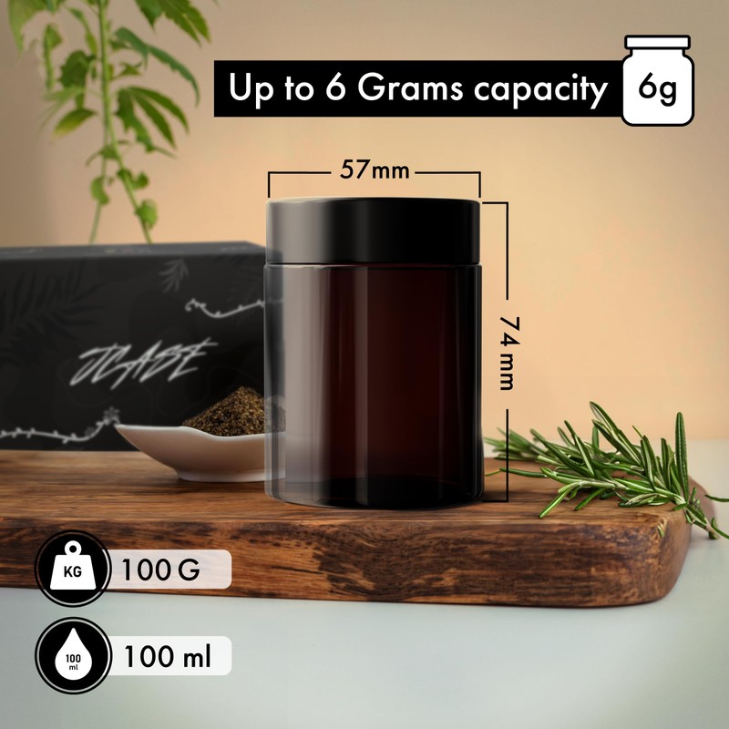 JCASE Stash Jar Kräuterglas 2x 100ml Vorratsglas UV-Schutz luftdichte Aufbewahrung
