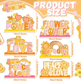 Geetery 6 Pcs 60's Party Supplies Hippie Party Supplies 60s Hippie Theme Groovy Party Wooden Centerpieces for Table Topper Decorations for Birthday Shower Party Supplies(Boho)