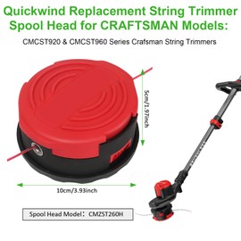 CMZST260H Replacement String Trimmer Spool Head Compatible with Craftsman CMCST920M1 CMCST920 CMCST960 CMCST960E1 Type 1, Qucikwind Weedwacker Series Cordless String Trimmer-1PACK
