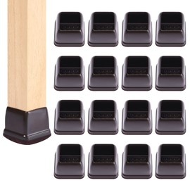 Ezprotekt 24 Pcs Square Chair Leg Floor Protectors with Felt, Silicone Felt F for Hardwood Floor, Dining Table Leg Caps Covers No Scratches (L Fit: 1" - 1.4", Dark Brown)