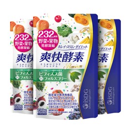 ISDG Invigorating Enzyme Supplement, 232 Types of Natural Vegetables and Fruits, Compound Plant Fermented Powder, Bifidobacteria, Premium, Formulated with Coleus Forccoli, Diet, Digestive Enzyme, Supplement, Dietary Fiber, Plant Enzymes, Made in Japan, 120 Tablets, 30 Day Supply (Set of 3)