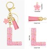 ePicsoa Letter Key Ring Flower Key Chain Sequins, l, L