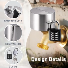 DOCEPERT Tap Lock, Tap Set for Outdoor Use, Stainless Steel Cover for Outdoor Tap, Suitable for Garden, Room and Kitchen, Hose Lock (2 Padlocks)