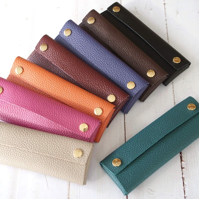 Corale Pen Case, Genuine Leather, Snap Button, Made in Japan,
