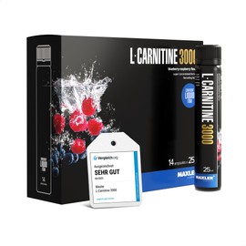 Maxler L-Carnitine 3000 - Blueberry Raspberry - 14 x 25 ml - High Dose L Carnitine Liquid - Vegan Food Supplement - 3000 mg Active Potff per Serving - 14 Servings