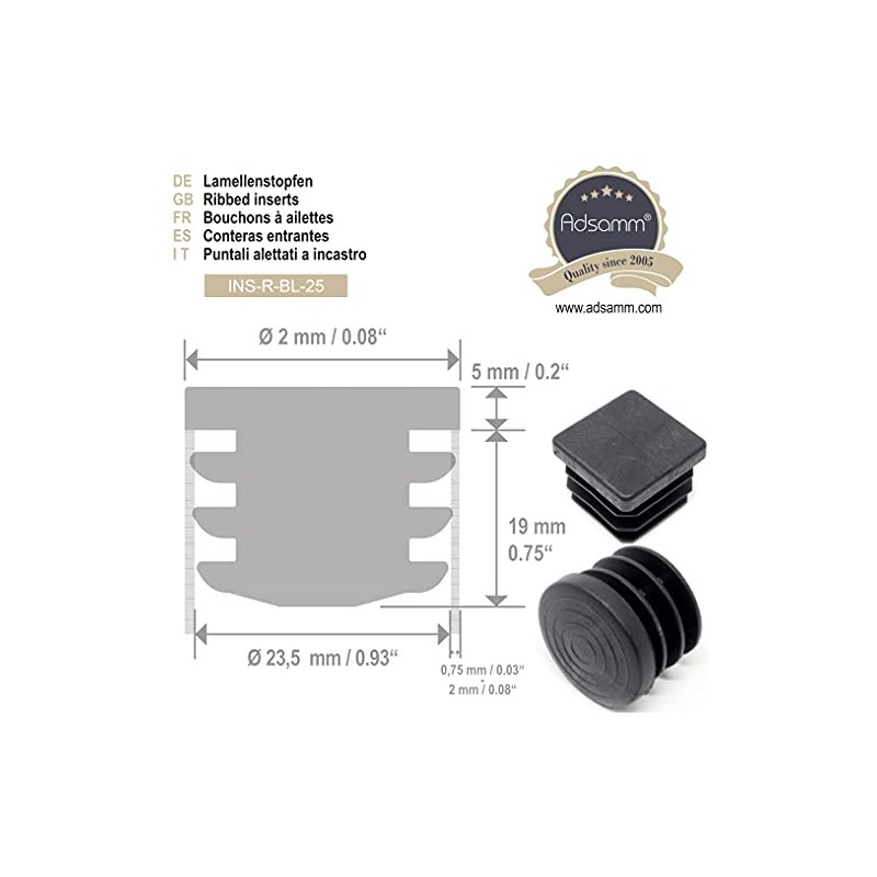 Adsamm INS-R-BL-25-16 INS-R-BL-25 16 x lamellar Plugs, Ø 25 mm,