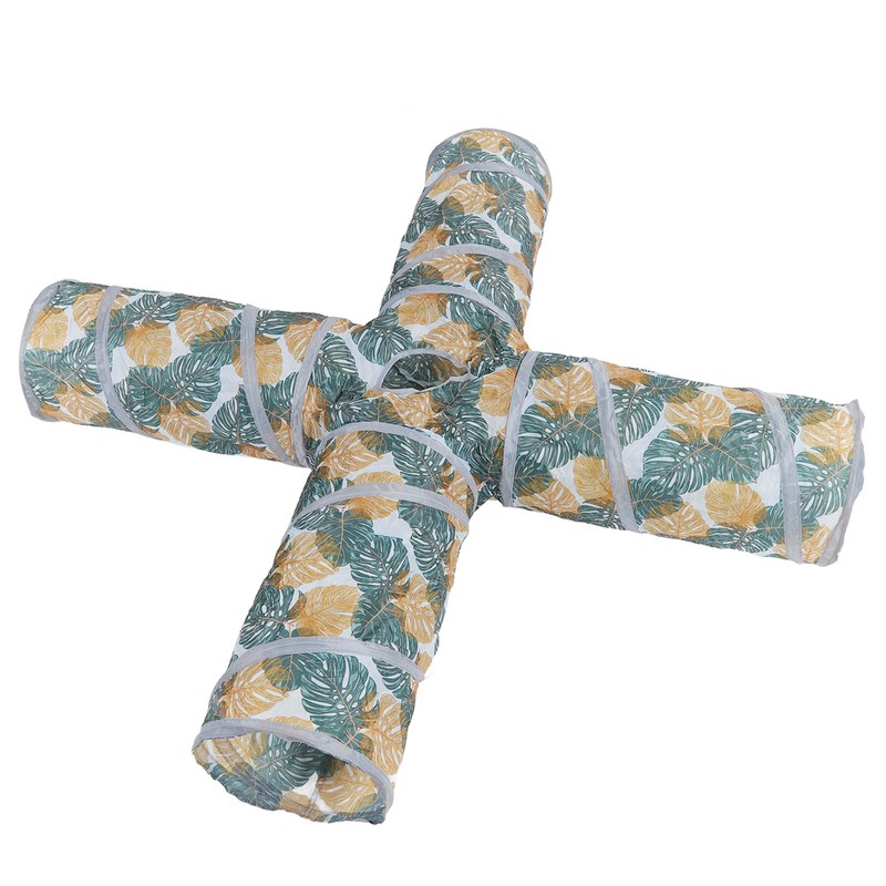 Cat Tunnels Collapsible Printed 4 Way Cat Tube with Storage