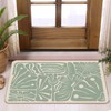 Koesus Boho Abstract Floral Door Mat, Moody Sage Green Botanical