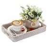 Hipiwe Hand Woven Tray with Handle Whitewash Rattan Serving Tray