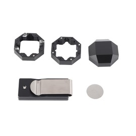 Tbest Chalk Holder Billiards Black Magnetic for Best Pool Round, Finger Rails, Aluminium Cue Chalk Holder Clip, Octagonal, Universal 3-Layer