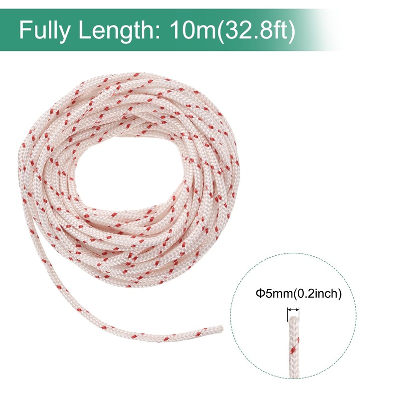 sourcing map Recoil Start Rope, 10-Meter 5mm Nylon Engine Start