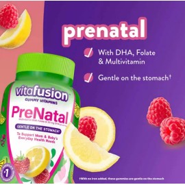 Vitaminas Prenatales ( 90 Gomitas) Acido Flico  50mg Dha Raspberry                                                                                    