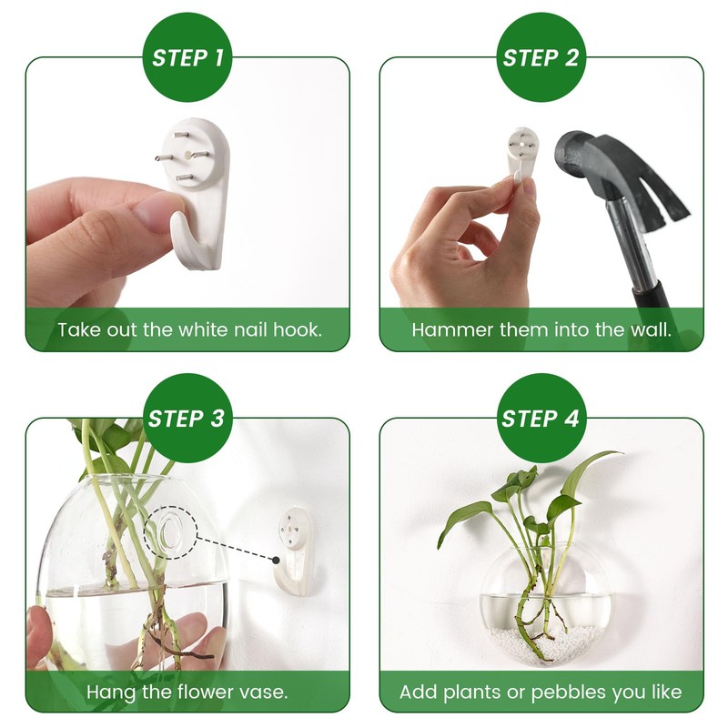 DomeStar 4PCS Wall Vases, Wall Mounted Hanging Glass Vases Clear