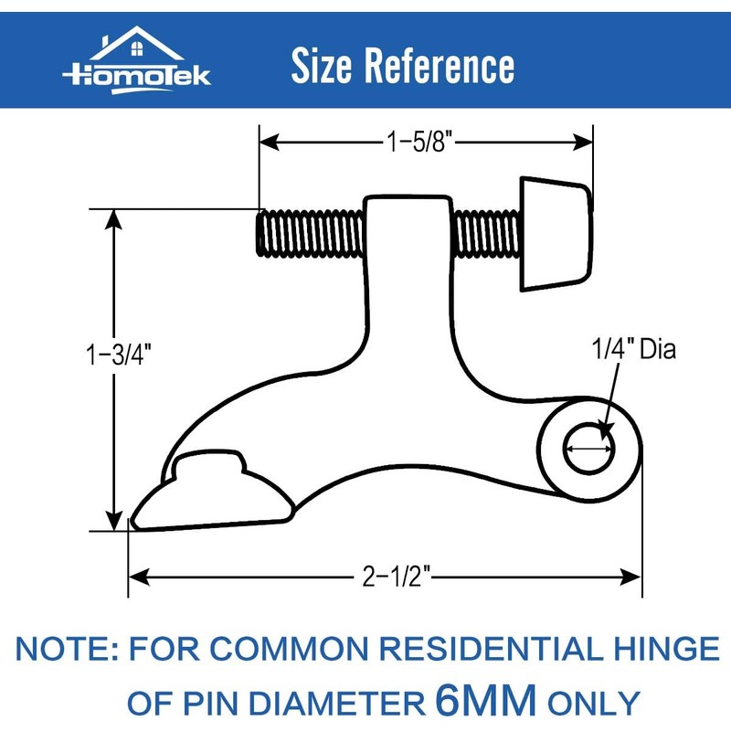 Black Hinge Pin Door Stopper with Rubber Bumper – 2