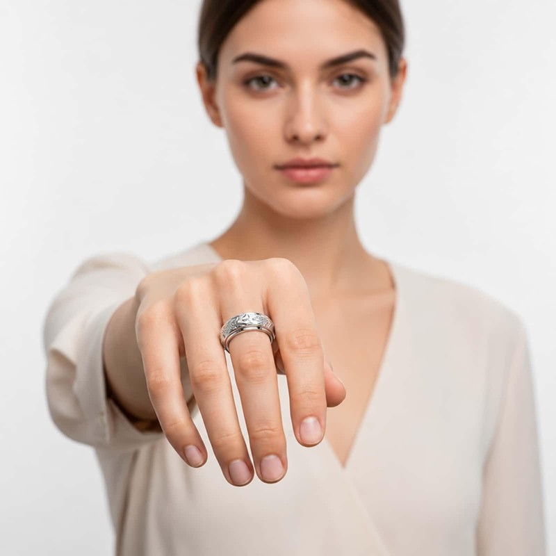 PYNASA ステンレススチール ゴールドとシルバー ドラゴン スピナー フィジェットリング 男女兼用 回転可能 ヴィンテージ ドラゴン
