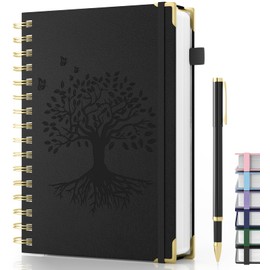 Smarpau Notebook A5 Journals, Hardback Wirebound Spiral Notebooks, 100gsm Thick Paper, 240 Pages Notepad for Women Men Work School Travel, 14.5 x 21cm - Black