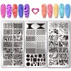 PH PandaHall 3pcs Water Ripple Nail Art Templates, Geometric Texture