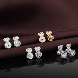 DELECOE 6pcs/3 Pairs Earring Lifters Backs Sterling Silver Hypoallergenic Adjustable Secure Lifts Earring Jewelry