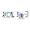 Triple Moon Goddess Earrings 925 Sterling Silver Moonstone Hypoallergenic Moon