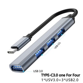 USB Hub 3.0 USB Splitter Port 4 in 1 Mit 1 3.0-Anschluss und 3 2.0-Anschlüssen Kompatibel mit MacBook Pro Windows Laptops und Anderen Geräten mit USB-Anschlüssen