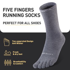 YABAIKE Toe Socks Liner Crew Socks for Men Women Coolmax Running Socks 3 Pairs Five Finger Socks