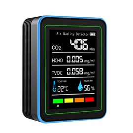 Air Quality Monitor CO2 Detector: 5-in-1 Formaldehyde/CO2/TVOC/Temperature/Humidity Monitor, Air Quality Meter Indoor with E-Ink Display, Portable Carbon Dioxide Detector, for Home Office Hotel