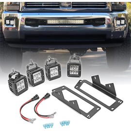 4x 3 Inch 24W Dually LED Fog Light Pods with Quick-Detach Wiring Plug and Fog Lamp Location Mounting Bracket Compatible with Dodge Ram 1500 2500 3500 2009-2019