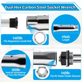 RV Water Heater Elements Kit Compatible with Suburban Water Heater Tanks, Include 9.25" Magnesium Anode Rod*1, 520900 Electric Water Heating Element*1, Dual Hex Wrench*1 and Tape*1 Replacement Parts