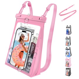 Bolsa Grande Impermeable para Teléfono Celular,Impermeable con Tira De Sellado,Bolsa Seca para Teléfonos Celulares para Todos Los Dispositivos,Adecuada para Playa (Rosa)