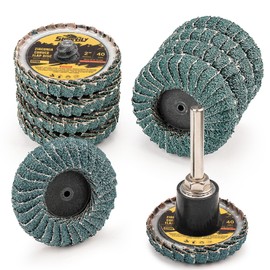 Sbestily 10PCS 40 Grit Curved Flap Disc 2 Inch Roll Lock Quick Change Sanding Discs 1pcs 1/4" Holder Surface Grinding Disc for Die Grinder Metal Surface Grind Burr Finish Weld Rust Paint Removal