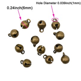 Maydahui 200PCS Mini Jingle Bell 1/4 Inches Vintage 6mm Alloy Bronze Color Bead DIY for Sewing Wedding Jewelry Findings Crafts