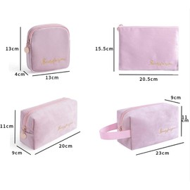 1 Piece Cosmetic Bag Velvet Make Up Storage Bag Makeup Bag Travel Bag Organiser Bag Toiletry Bag Makeup Bag Cosmetic Bag for Daily Use Business Travel Mixed Pink, Khaki D