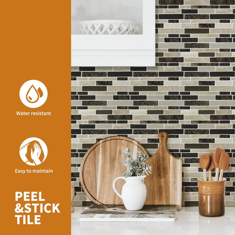 WOWSTAR 10-Sheet Peel and Stick Backsplash Tile for Kitchen Wall,