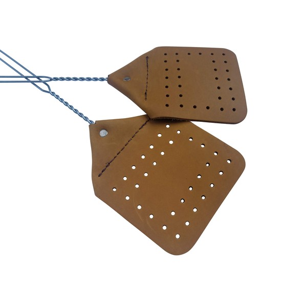 Pack of Two Amish Valley Products Leather Fly Swatter Brown Holmes County Handcrafted Wire Handle
